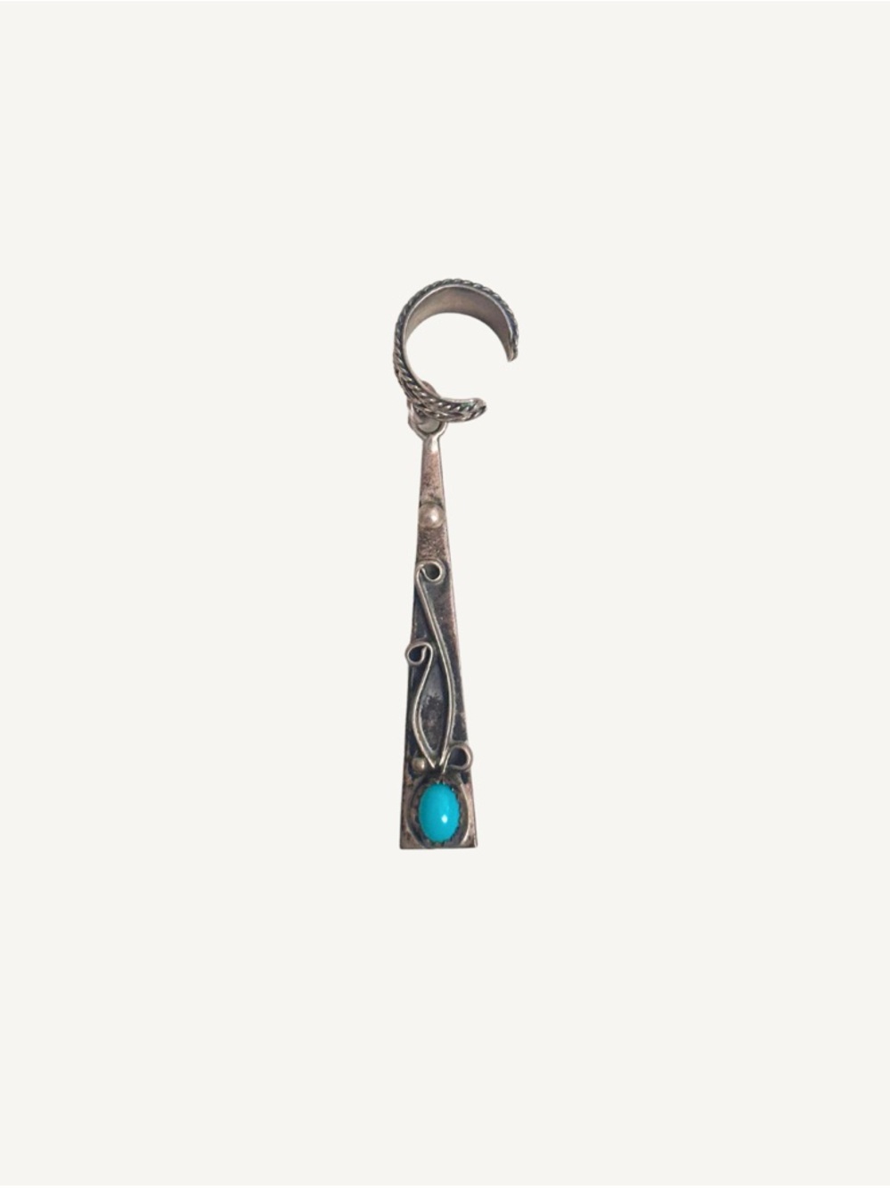 Sterling Silver Ear Cuff with Real Turquoise Stone Vintage Jewelry - Picture 4 of 6